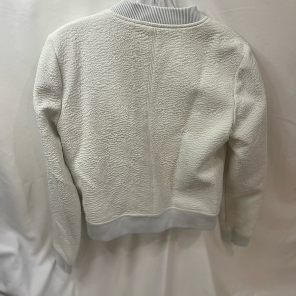 Banana Republic Cream Textured Pebbled Full Zip Up Bomber Jacket Size Small - Picture 7 of 8